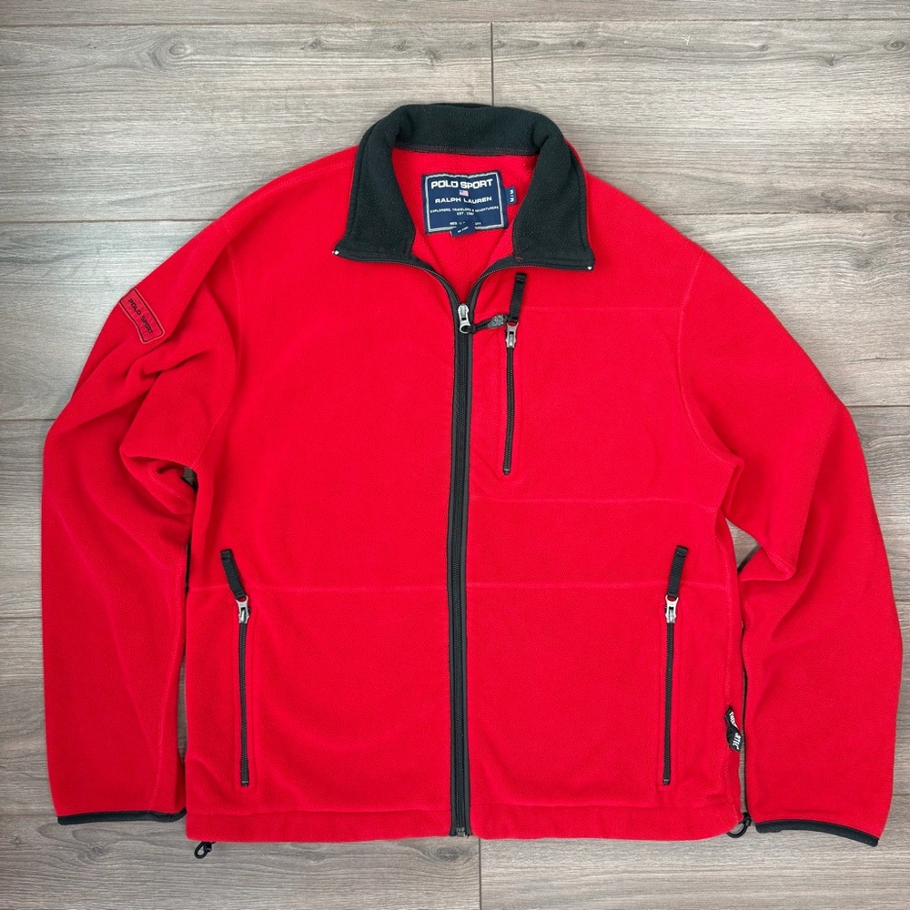 RALPH LAUREN POLO sport Red Full-Zip Fleece Jacket- thermalpro
